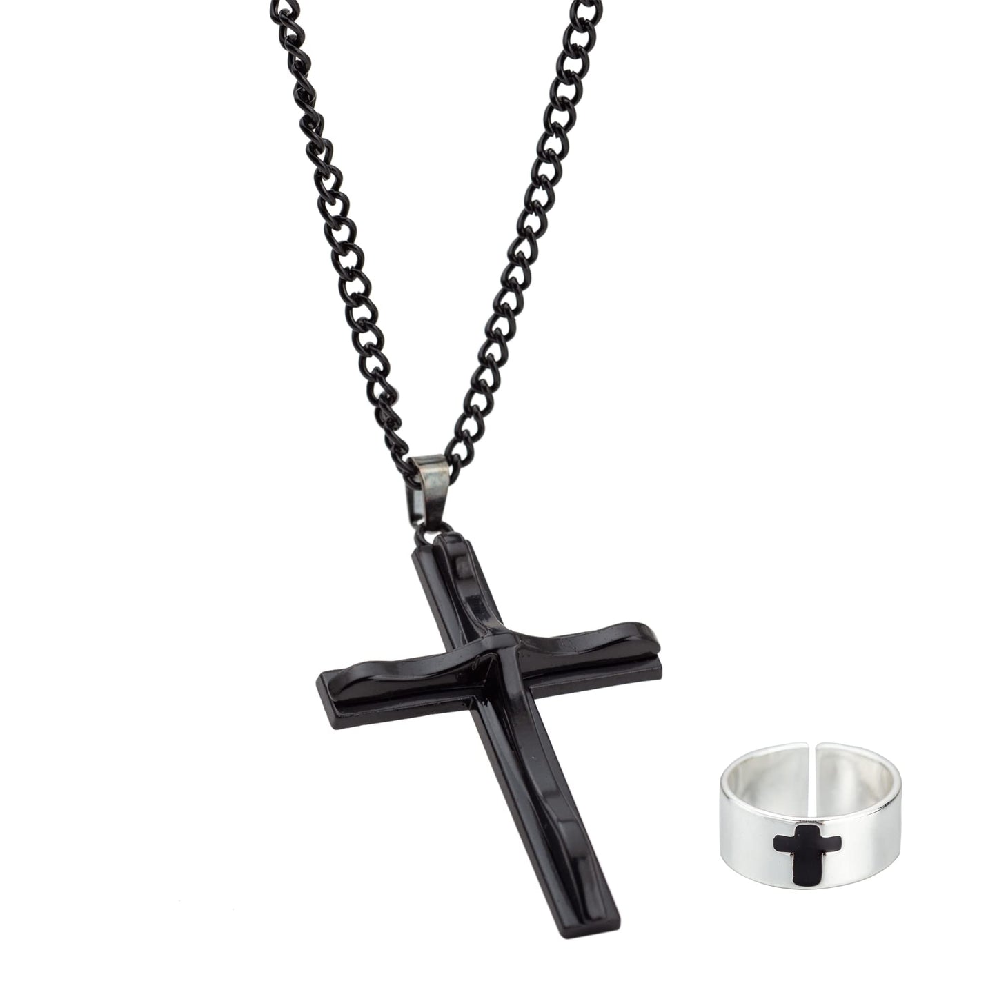 The Obsidian Cross & Ring Pendant