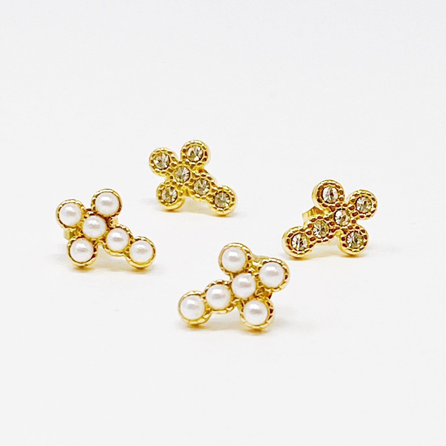 Vintage Minimalist Cross Stud Earrings