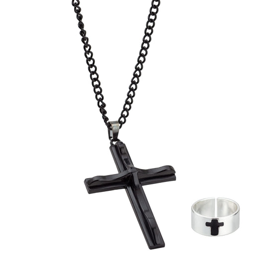 The Obsidian Cross & Ring Pendant
