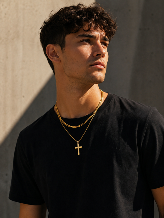 Men's Premium Layered Cross Chain Necklace Set